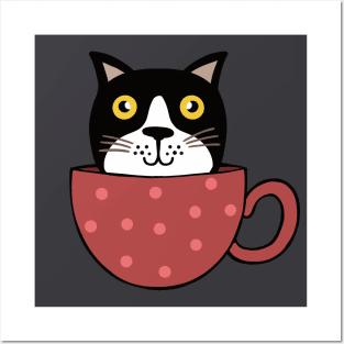 cat coffee Posters and Art